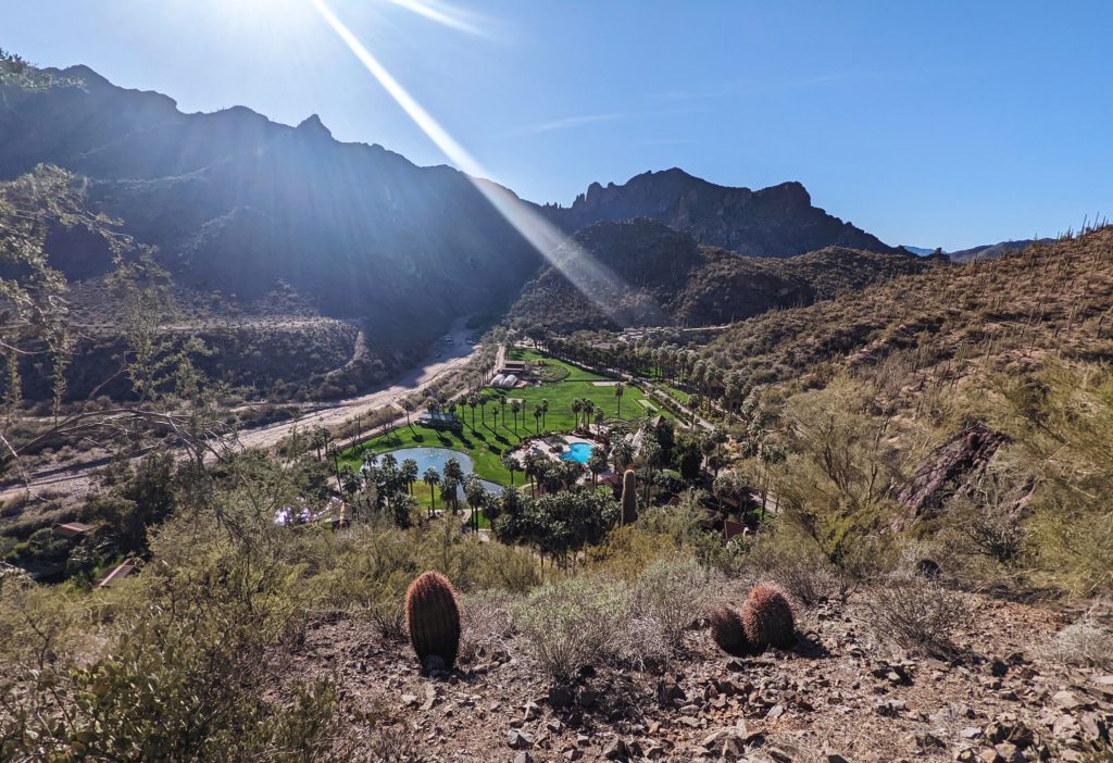 view of castle hot springs from the Chocolate Drop trail