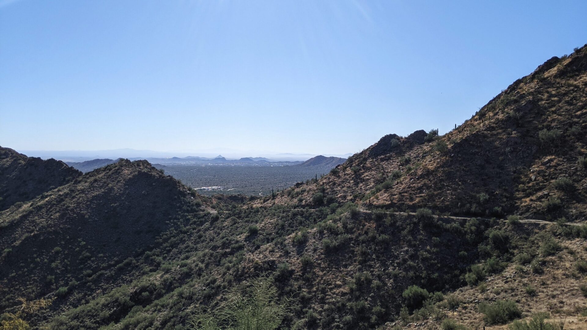 Looking back at the goldmine trail from the peak of the hike