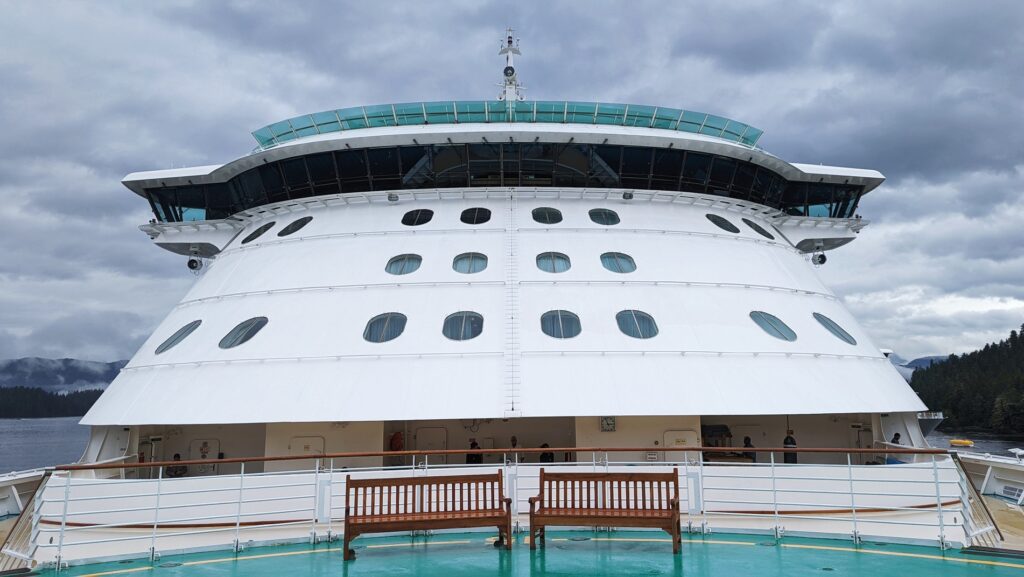 Front of Serenade of the Seas from the Helicopter Pad during an Alaska Cruise