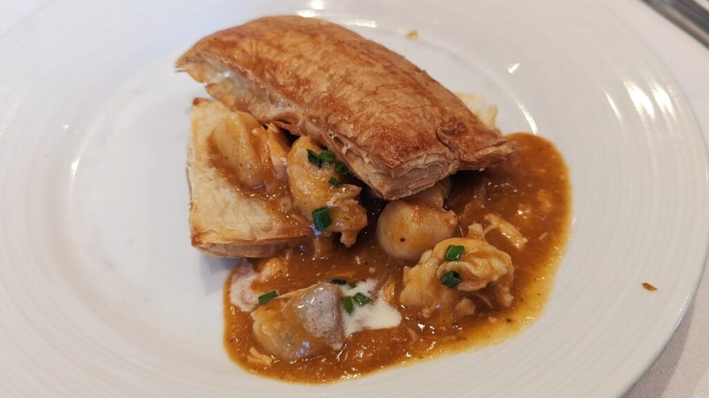 Seafood puff pastry in the main dining room on Serenade of the Seas