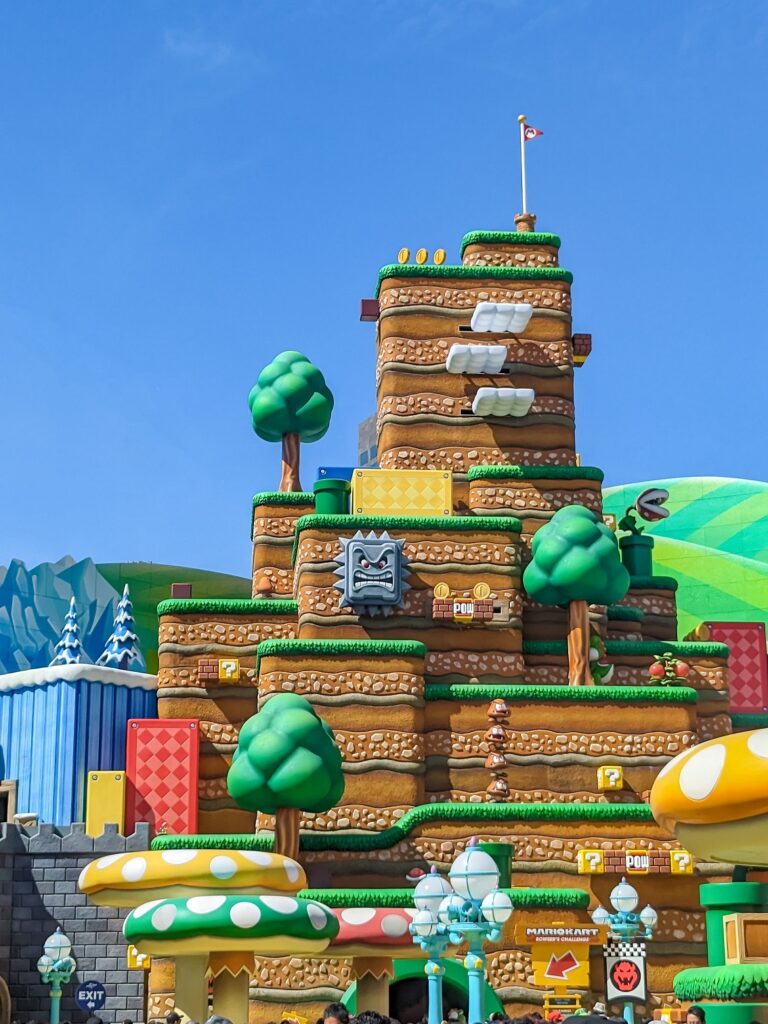 Colorful theming of Super Nintendo World in Universal Studios