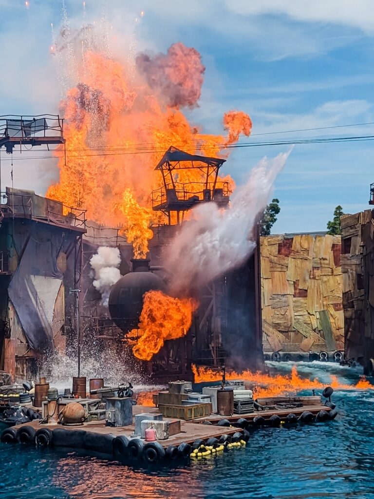 Waterworld show at Universal Studios - fiery explosion during the show