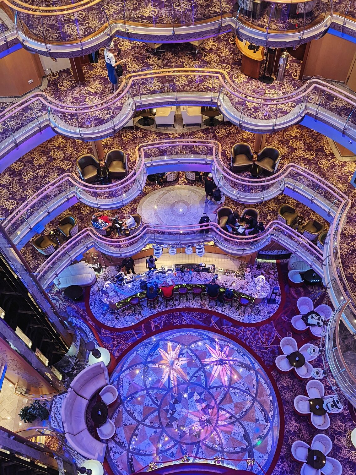 View of the purple lit centrum from above